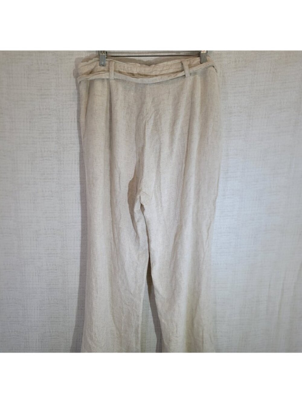 Lulus Wide Leg Pants Womens XL Ivory Belted Linen Blend Lounge Bottoms Bohemian - Picture 5 of 9